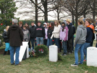 Severna Park High School students at Eric's gravesite