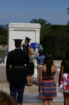 Laying the wreath at the Tomb