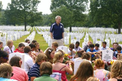 Eric's dad addressing Mona Shores students